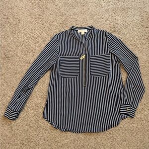 Michael Kors Striped Navy and White Blouse six Small